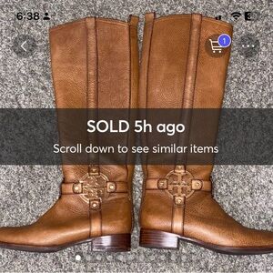 Trendy Tory Burch Chestnut Leather Knee-High Riding Boots size 7.5